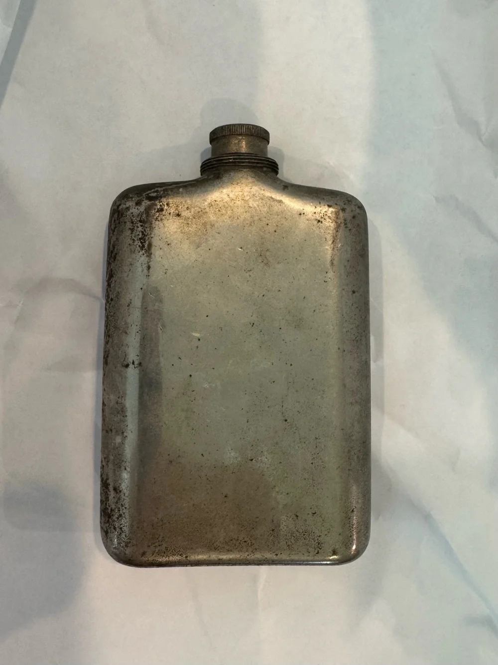 Vintage Korean War Era Silver-Toned Flask With Enameled Map of Korea and Japan